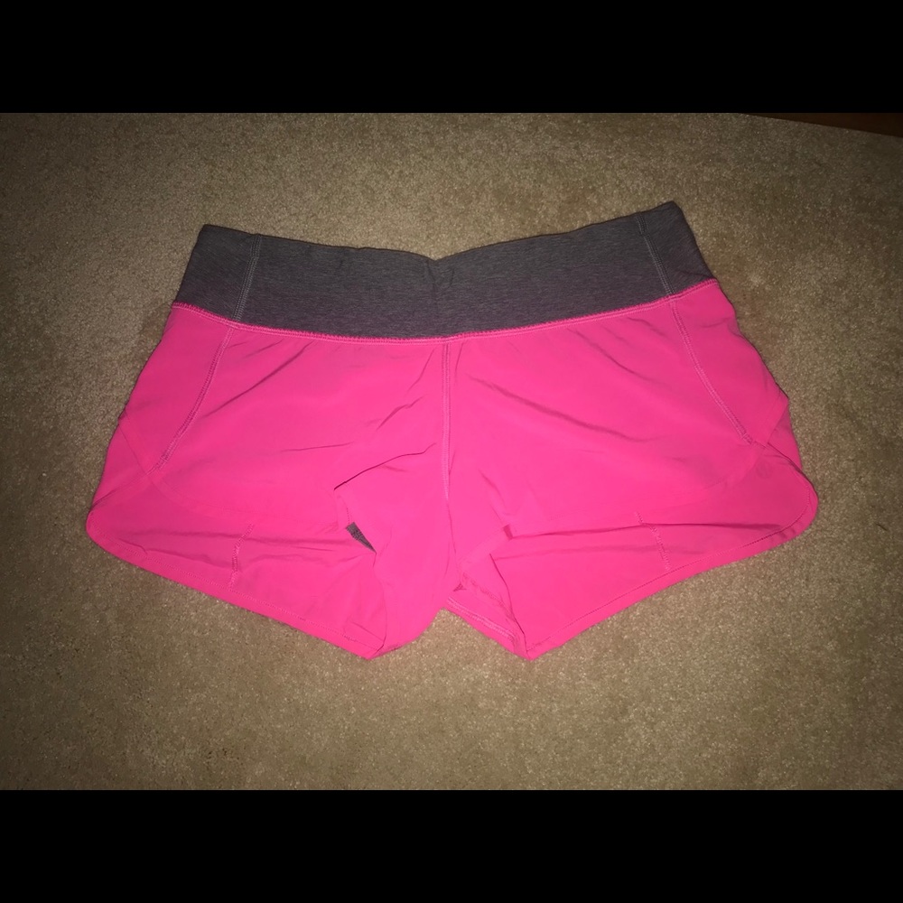 Lululemon Speed Shorts Size 6 - Hot Pink and Gray